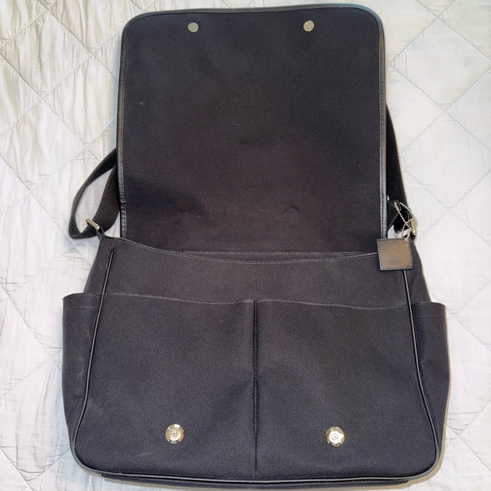 Coach Black Nylon Messenger Bag with Leather Trim - Picture 2 of 8